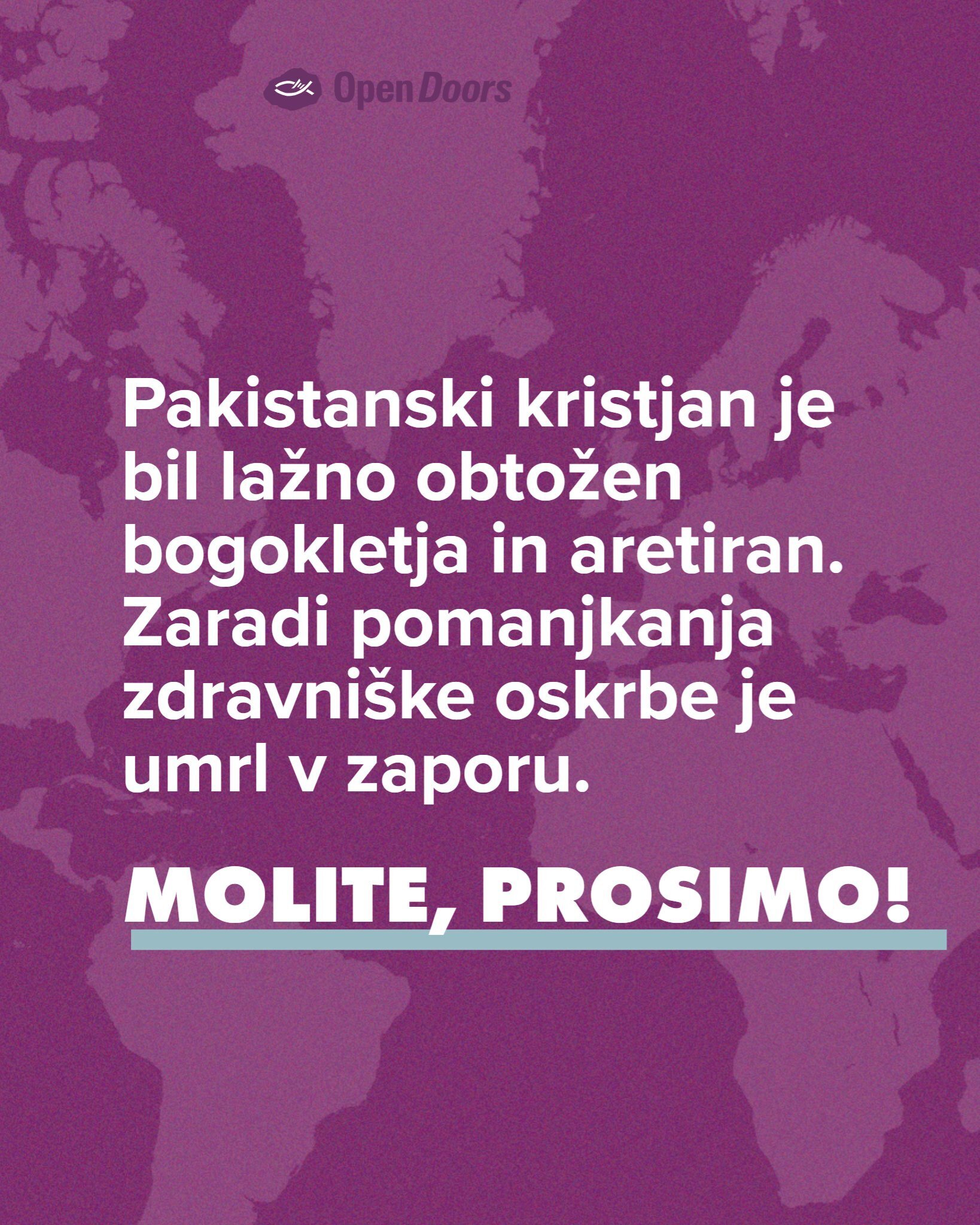 Pakistanski kristjan umrl v zaporu