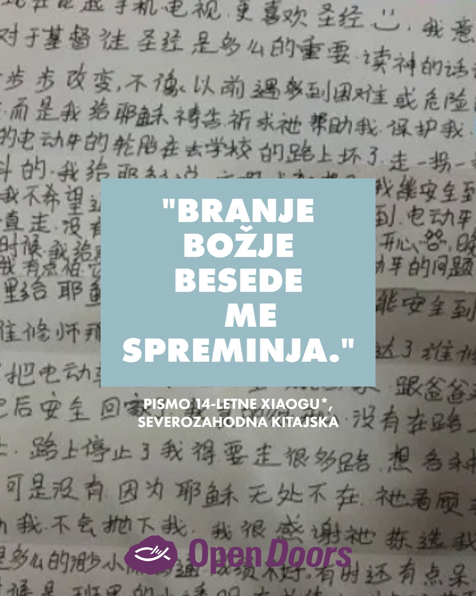 Kitajska: Pismo 14-letnice